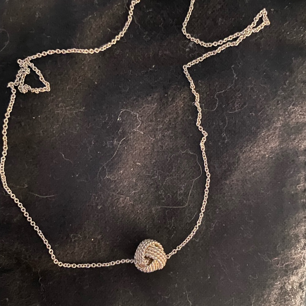 Tiffany Twist Knot Pendant in Sterling Silver, 16” chain